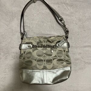 Silver coach shoulder bag